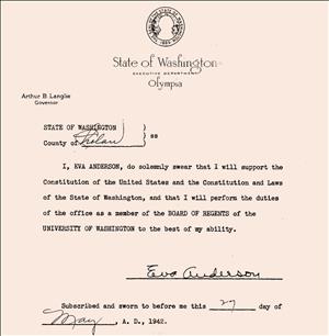 Document with State of Washington letterhead and Eva Anderson's signature. 